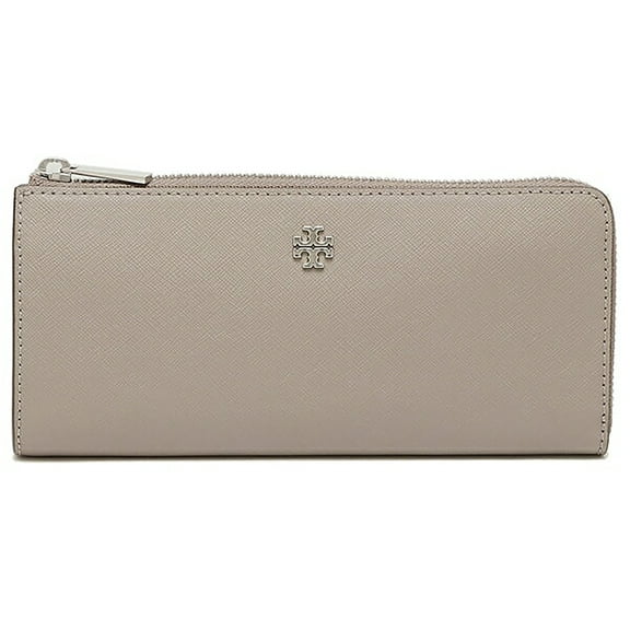 Tory Burch Emerson L-Zip Saffiano Leather Continental Wallet (Gray Heron)