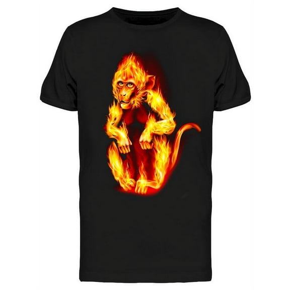 Smartprints Mens Graphic Tee - Fire Monkey - Regular Fit 100% Cotton