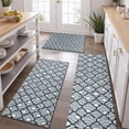 thumbnail image 2 of Blue and White Intricate Pattern Kitchen Rugs Sets Of 3,Kitchen Runner Rugs Non Skid Washable,Decorative Kitchen Floor Mats for Kitchen,Sink,Laundry,17"x30"+ 17"x47" + 17"x59", 2 of 6