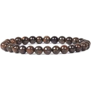Angelstones Natural Bronzite Gemstone 6mm Round Beads Stretch Bracelet 6.5 Inch