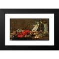 thumbnail image 2 of Frans Ykens 18x12 Black Modern Framed Museum Art Print Titled - A Lobster, Oysters, Pastry, Mixed Fruit and Filled Wine Glasses on a Partially Draped Table (1647), 2 of 5