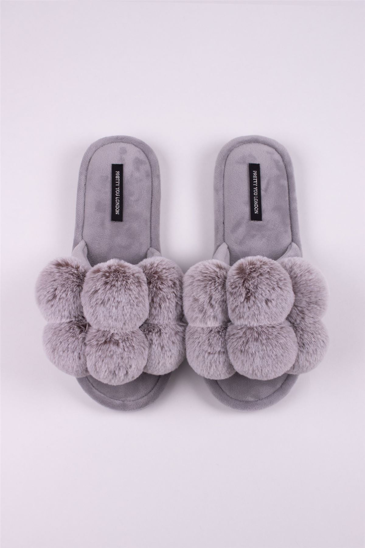 pretty you london pom pom slippers