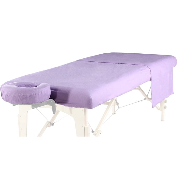 Royal Massage Ensemble de Draps en Flanelle de Luxe 3 Pcs - Couvre-Visage, Drap-Housse et Drap Plat - Lavande