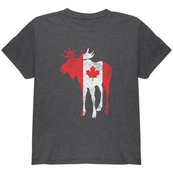 Great Canadian Moose Halftone Youth T Shirt Dark Heather YMD