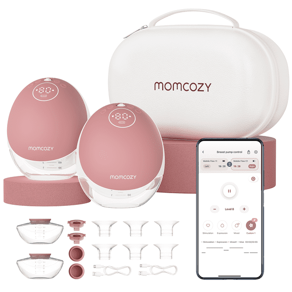 Momcozy Breast Pump Hands Free Mobile Flow | M9, App Discreet Control with Personalized Multi-Modes & 15 Levels, Wearable Breast Pump 24mm