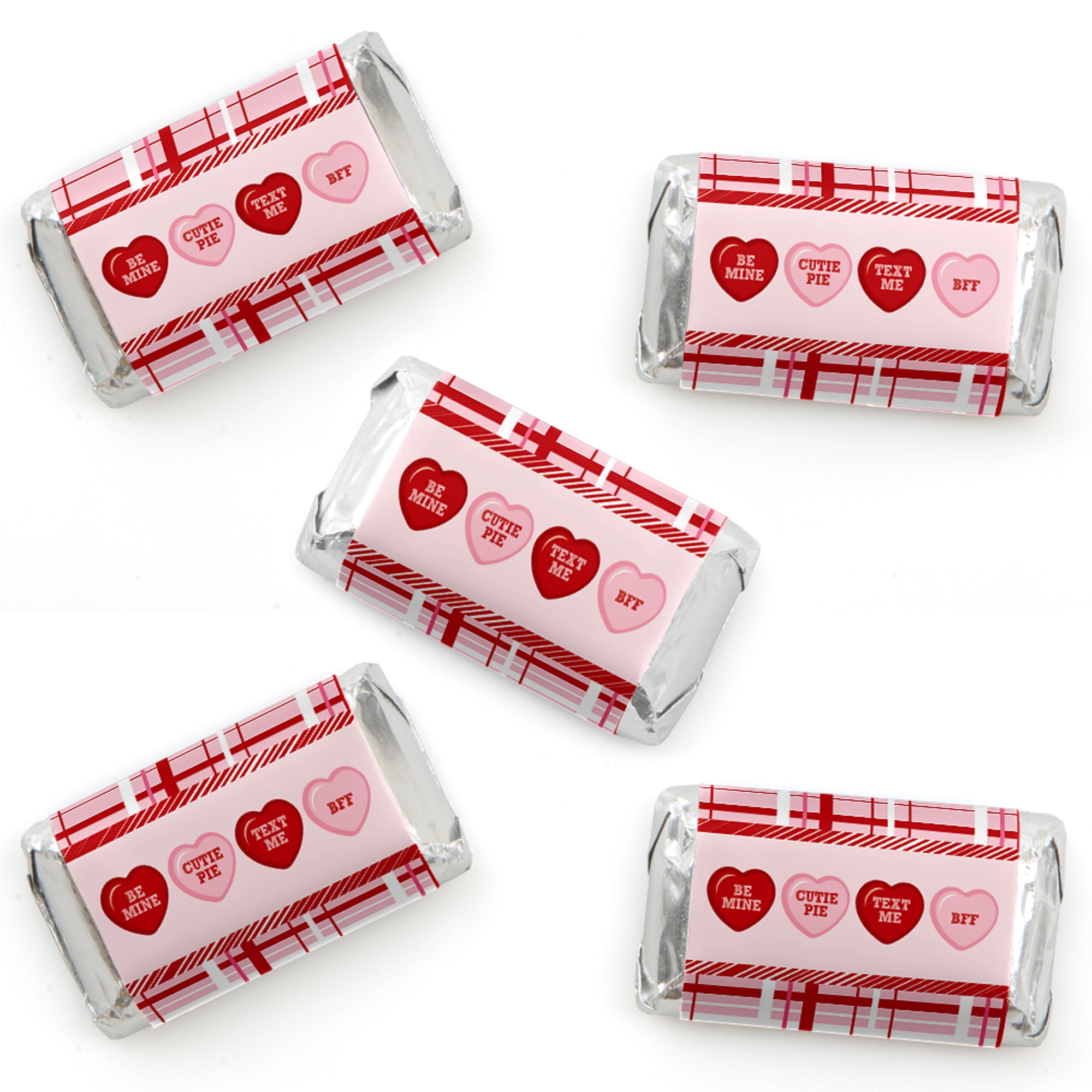 PERSONALISED DINOSAUR MINI LOVE HEART WRAPPERS STICKERS CHILDRENS PARTY FAVOURS 