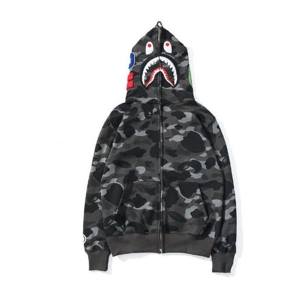 Shark Hoodie, 3D Camouflage Bape Hoodie, Shark Dress Pullover, Unisex Loose Casual Sports Jacket-sebneei