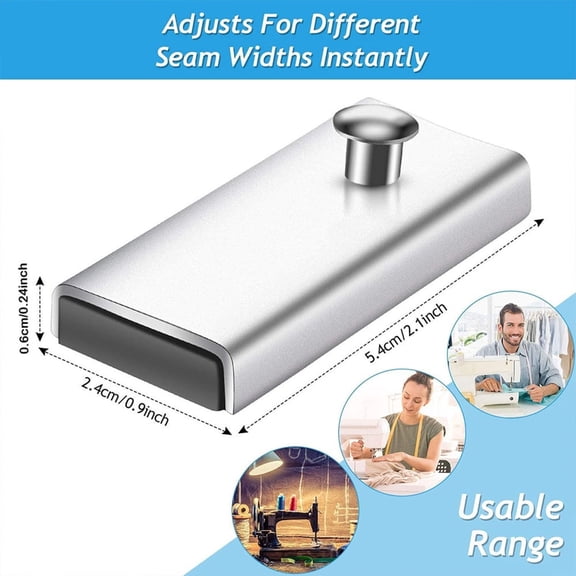 2Pcs Seam Guide for Sewing Machine,Metal Sewing Strait-Edge Guide,Multifunctional Ruler, Hemmer Guide,Seam Guide,Hem Guide for Walking Foot Sewing Machine,Sewing Supplies Accessories(Silver)