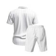 thumbnail image 7 of Mens Cotton Linen Shorts and Shirt Sets Tracksuit Set Summer Co Ord Sets Short Sleeve Button Down Shirts & Shorts with Pockets 2 Piece Outfits Vacation Beach Wedding Suits White M, 7 of 7