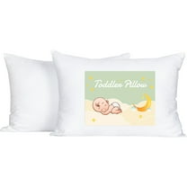 Skin-friendly and Breathable Cotton Cover Toddler Pillows 2 Pack, Machine Washable Small Travel Pillows for Sleeping, 13 x 18 inches, White