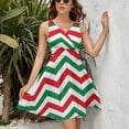 thumbnail image 3 of Christmas Chevron Pattern Green, Red And White Christmas Dress Summer Street Style Dresses Female Sleeveless Printed Sundress, 3 of 7