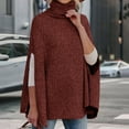 thumbnail image 5 of VISALY High Neck Sweaters Tunic Sweatshirt Fall Winter Turtleneck Sweater Fashion Chunky Knit Cape Wrap Sweaters Pullover Jumper Tops Oversized Sweatshirt Soft Sweaters Hoodies Pullover Red M, 5 of 7