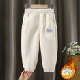 thumbnail image 2 of 1-8Yrs Children's Pants Autumn Winter Fleece Padded Trousers for Girls Solid Thickened Corduroy Pants Casual Loose Boys Pants, 2 of 6