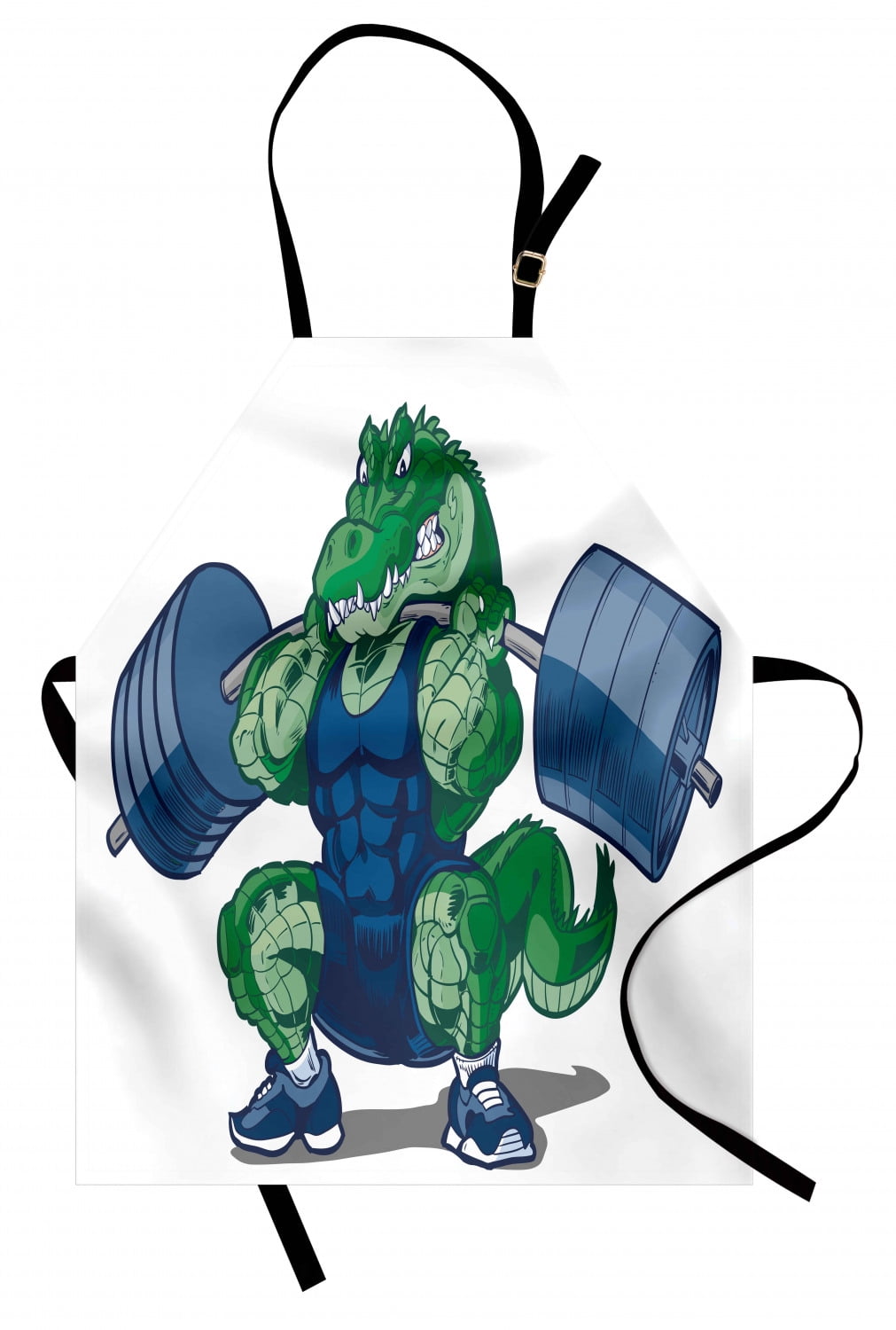 Kids Apron Cartoon African Crocodile Sporty Muscular Manly Alligator Villian Image Print Unisex Kitchen Bib Apron With Adjustable Neck For Cooking Baking Gardening Jade Green And Blue By Ambesonne Walmart Com