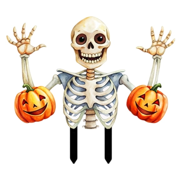 Spooky Halloween Lawn Stake Decor, Waterproof Pumpkin Skeleton Sign, Outdoor Yard & Garden Halloween Ornaments