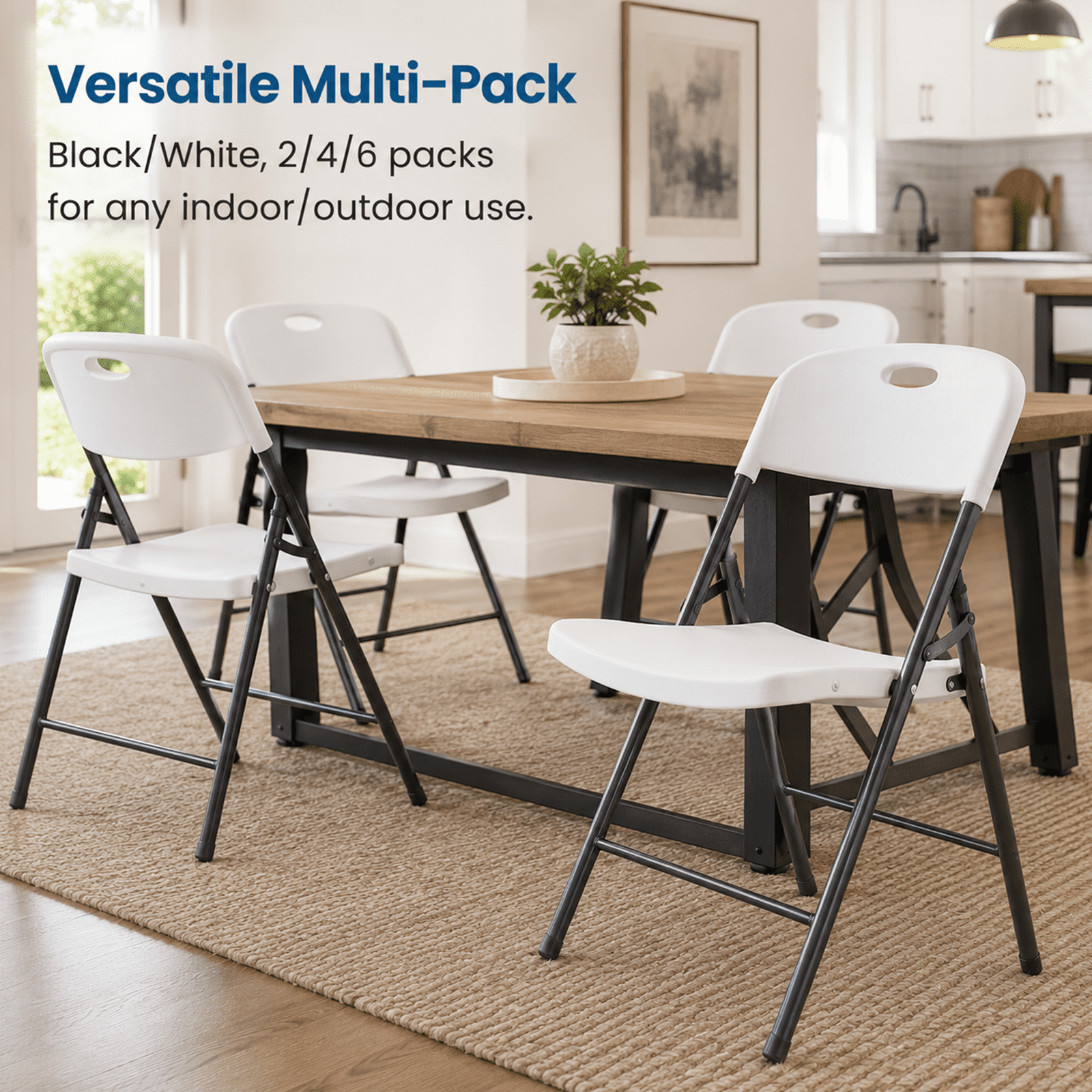 Alvantor Folding Chair, 350-Pound Capacity, Indoor Outdoor Plastic Commercial Stackable Foldable Guest Chairs for Events, Space-Saving