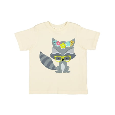 

Inktastic Hipster Raccoon Raccoon With Glasses Flowers Gift Toddler Boy or Toddler Girl T-Shirt