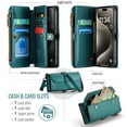 thumbnail image 6 of Allytechgroup iPhone 14 Wallet Case with Shoulder Strap, Strap Wrist, Zipper Pocket, Cards Slots, RFID Blocking Shockproof Bumper Mini Carring Bag Phone Case for Apple iPhone 14,Green, 6 of 9