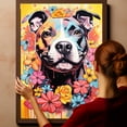 thumbnail image 6 of Thuan Staffordshire Bull Terrier Dog Flower Art Print Canvas, Wall art Painting Decor, Puppy Pop Art Home Decor Artwork For Bedroom Living Room Bathroom Decor, Puppies Colorful Photo, 6 of 6