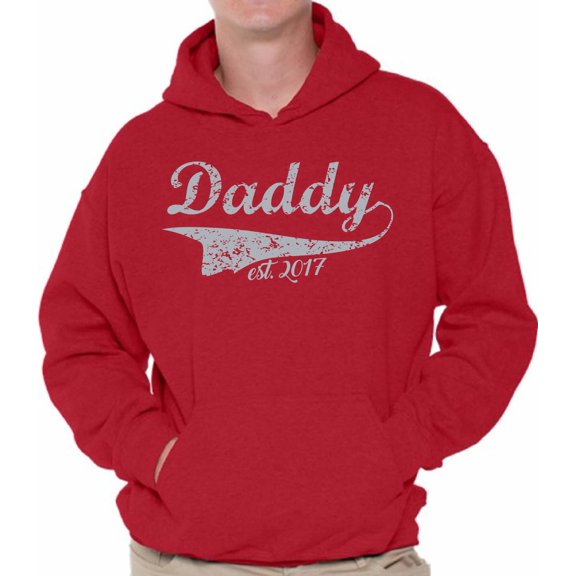 Awkward Styles Men's Daddy Est. 2017 New Daddy To Be Vintage Graphic Hoodie Tops