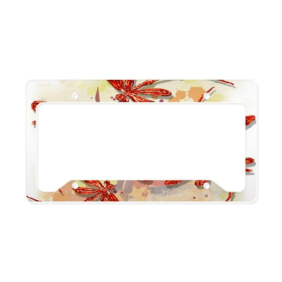 CafePress - Dragonfly Splash License Plate Holder - Aluminum License Plate Frame, License Tag Holder