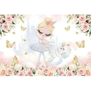 Ballet Backdrop for Girls Ballerina Baby Shower Gold Swan Butterfly Girls Tutu Birthday Party Decorations Banner Castle Shadow Glitter Tutu Photo Backdrop Baby Shower Banner Supplies