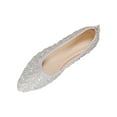 thumbnail image 2 of Miluxas Women's Rhinestone Flats Elegant Bow Knot Glitter Ballet Flats Dress Pearl Wedding Shoes Pointed Toe Slip On Loafers for Women Gray 7.5(40), 2 of 4