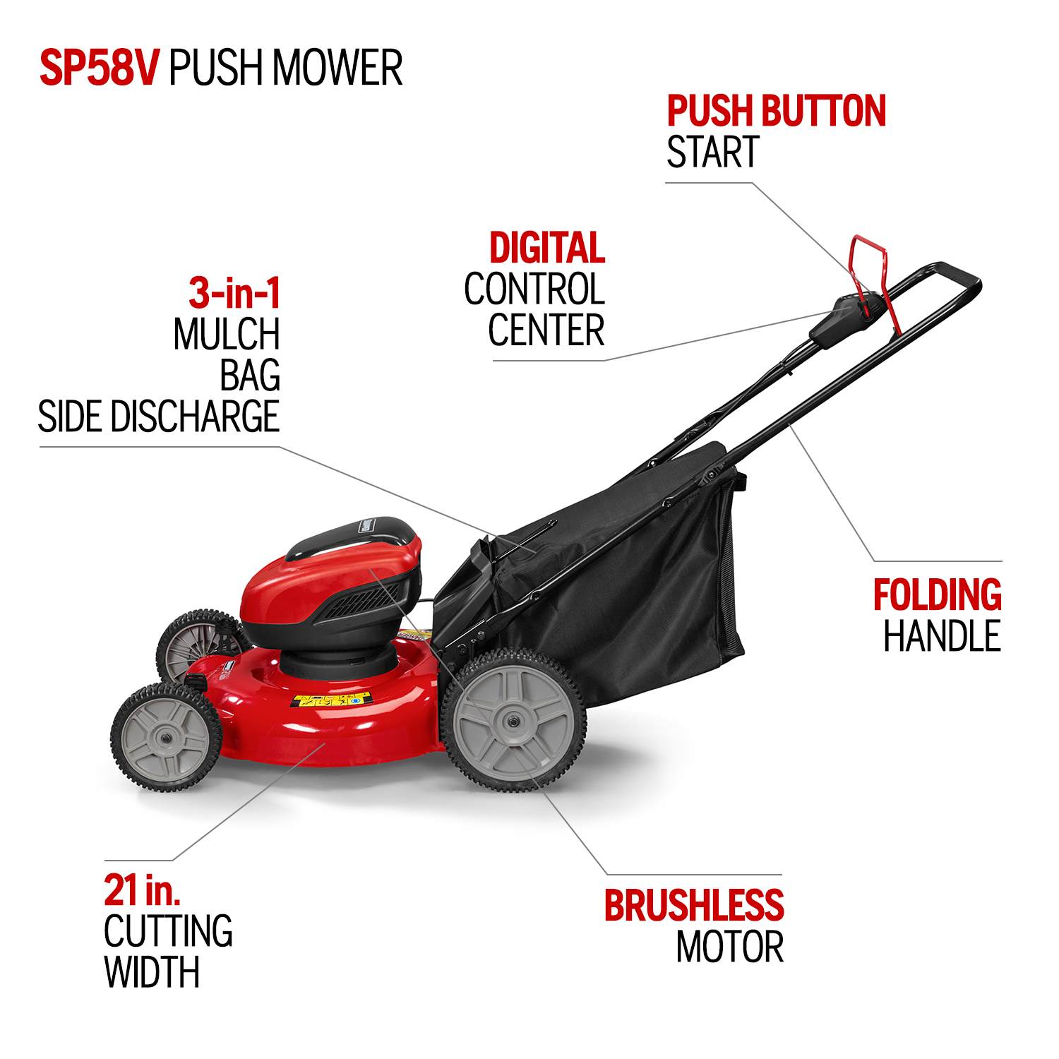 Snapper 58-Volt Cordless 21 in. 3-in-1 Push Lawn Mower (Battery Included) - image 2 of 11