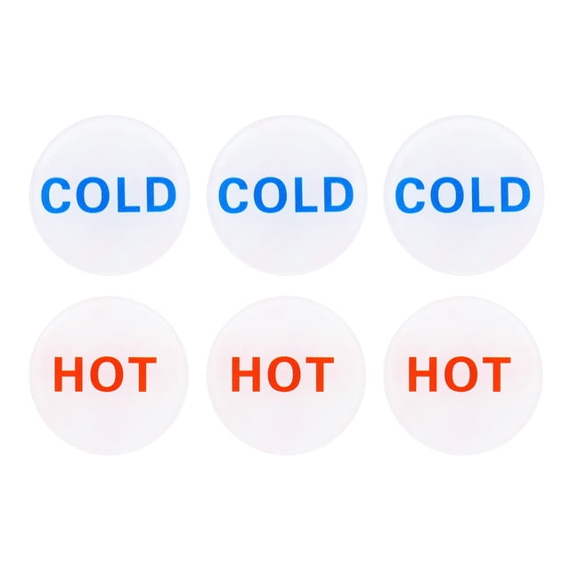 Unique Bargains Self Stick Hot/Cold Water Label, 3 Pairs/6 Pack Acrylic Round Shape Sticker Signs for Faucets Sinks, White