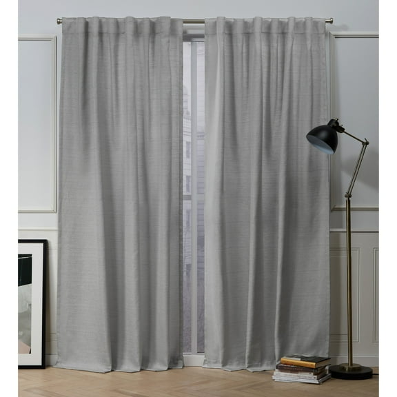 Nicole Miller Mellow Slub Textured Hidden Tab/Rod Pocket Top Light Filtering Curtain Panel Pair, 54"x96", Dove Grey