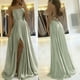 thumbnail image 4 of Elegante vestido de noche multicolor con escote en V y tirantes finos de satén brillante, 4 of 6
