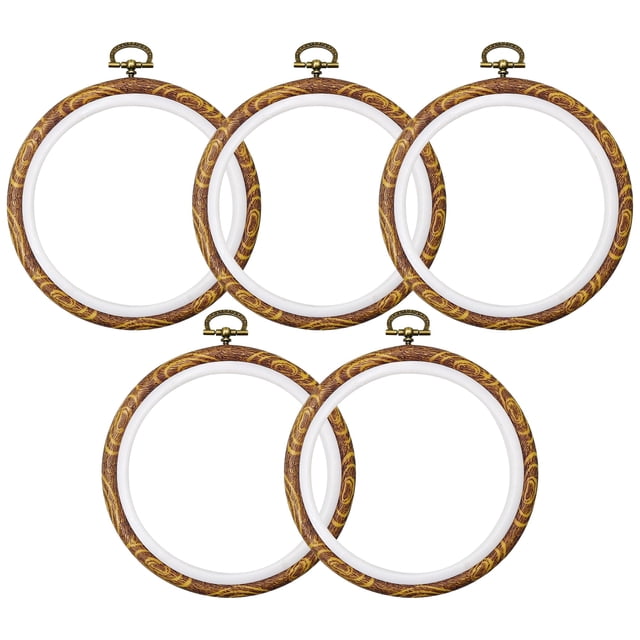 Juego de 5 aros para bordar guofa, redondos, punto de cruz, 12,7 cm
