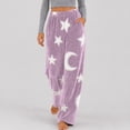 thumbnail image 4 of Kezqiaxn Comfy Pants Women Fleece Stretchy High Waisted Warm Lounge Pants with Pockets Fall Pajama Bottoms Plus Size Fashion Purple A XXXL, 4 of 9