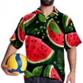 thumbnail image 4 of Watermelon Men's Short Sleeve Hawaiian Print Button Down Beach Shirt, 4 of 6