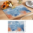 thumbnail image 6 of Blue Red Seahorse Coastal Placemats Set of 6 Retro Beach Coral Nautical Place Mats Indoor Wipeable Table Mats Washable Cloth Dining Table Placemats for Kitchen Holiday Party Home Decor 13x19 Inch, 6 of 9