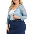thumbnail image 4 of MODA NOVA Juniors Plus Size Lace Crop Shrug Cardigan Blue 2X, 4 of 6
