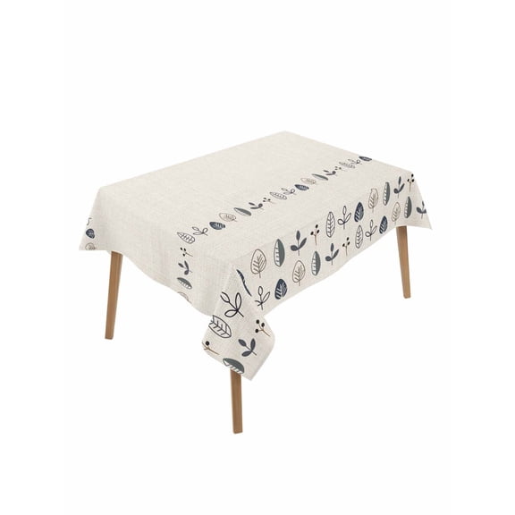 Vintage Botanical Table Cloth, Waterproof Tablecloth for Rectangle Tables, Herb on Beige Leaves Retro Country Reusable Washable Fabric Table Cover for Restaurant Kitchen Dining Tables 60"x84"