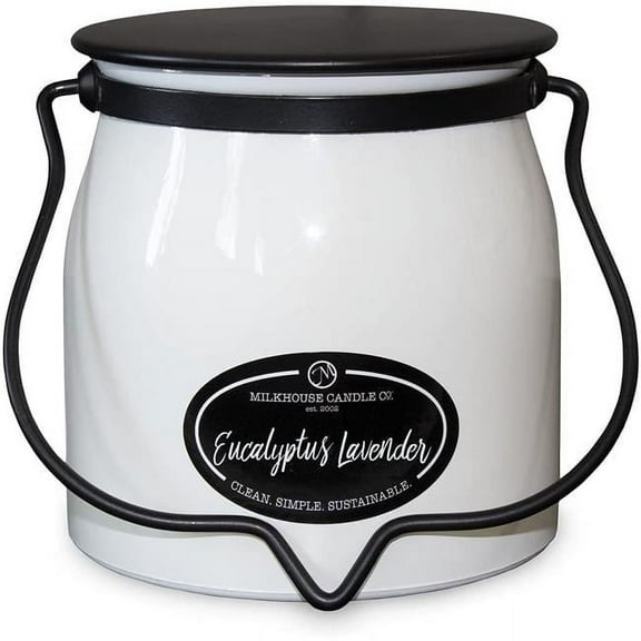 Milkhouse Candle Creamery, Eucalyptus Lavender, Butter Jar Scented Soy Candle, 16oz