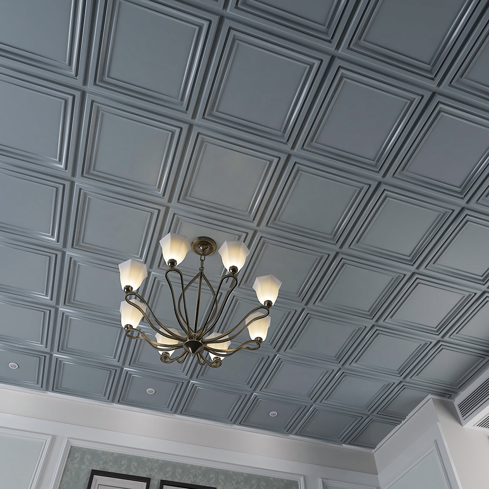 Art3d PVC Ceiling Tiles, 2'x2' Plastic Sheet in Gray (12-Pack)