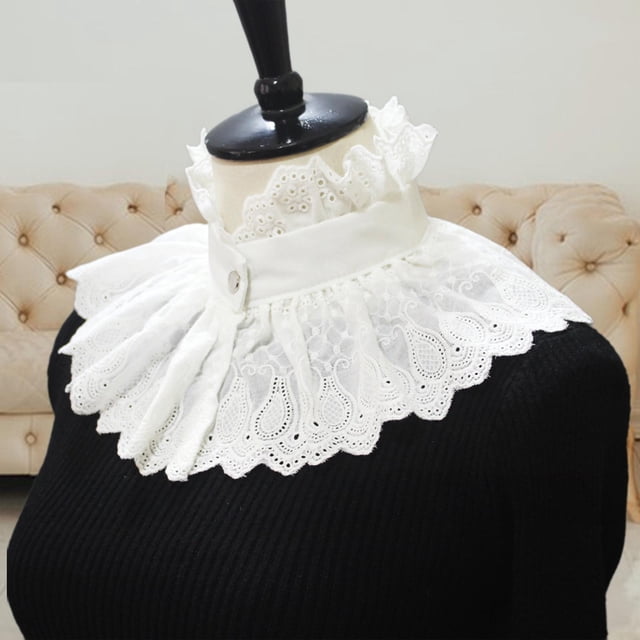 Blusa de cuello falso, informal, con encaje, elegante, con estilo, chal pequeño, decorativa