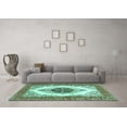 thumbnail image 3 of Ahgly Company Machine Washable Indoor Rectangle Persian Turquoise Blue Traditional Area Rugs, 5' x 8', 3 of 4