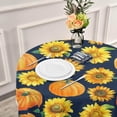 thumbnail image 6 of SKYSONIC Watercolor Pumpkin Round Tablecloth 60inch Indoor Wrinkle Free, Fall Sunflowers Circular Lace Table Cover Washable for Kitchen Party BBQ Dining Decor, 6 of 7