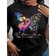 thumbnail image 1 of Butterfly Print Short Sleeve T-Shirt - Vibrant Casual Crew Neck Top for Spring and Summer, Women's Clothing with Comfortable Fit and Stylish Design, 1 of 6