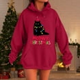 thumbnail image 2 of XIAOCHA Womens Hoodies "Meowy Christmas" Black Cat Print Trendy Hooded Sweatshirt Long Sleeve Kangaroo Pockets Hoodie Holiday, 2 of 4