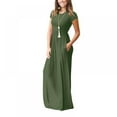thumbnail image 2 of Robe Maxi pour Femme Col Rond avec Poche Été Ample Décontractée Robe Bouffante Femme Rétro Longues Robes vestidos mujer, 2 of 4