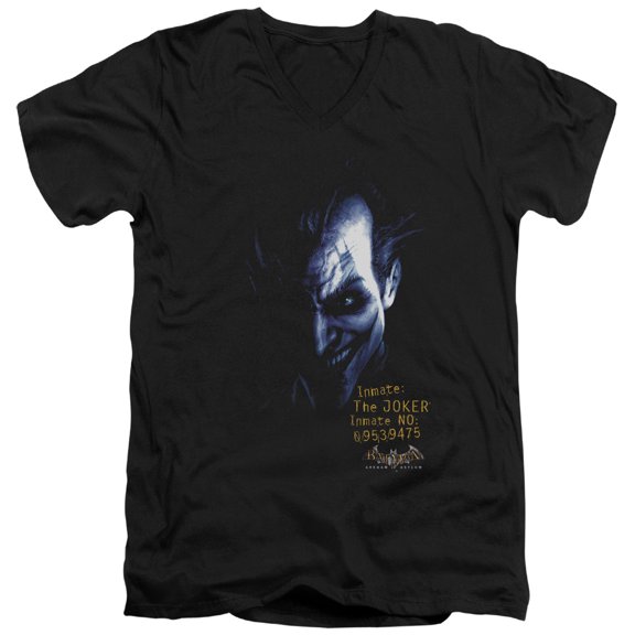 Batman Aa Arkham Joker S/S Adult V-Neck T-Shirt Black