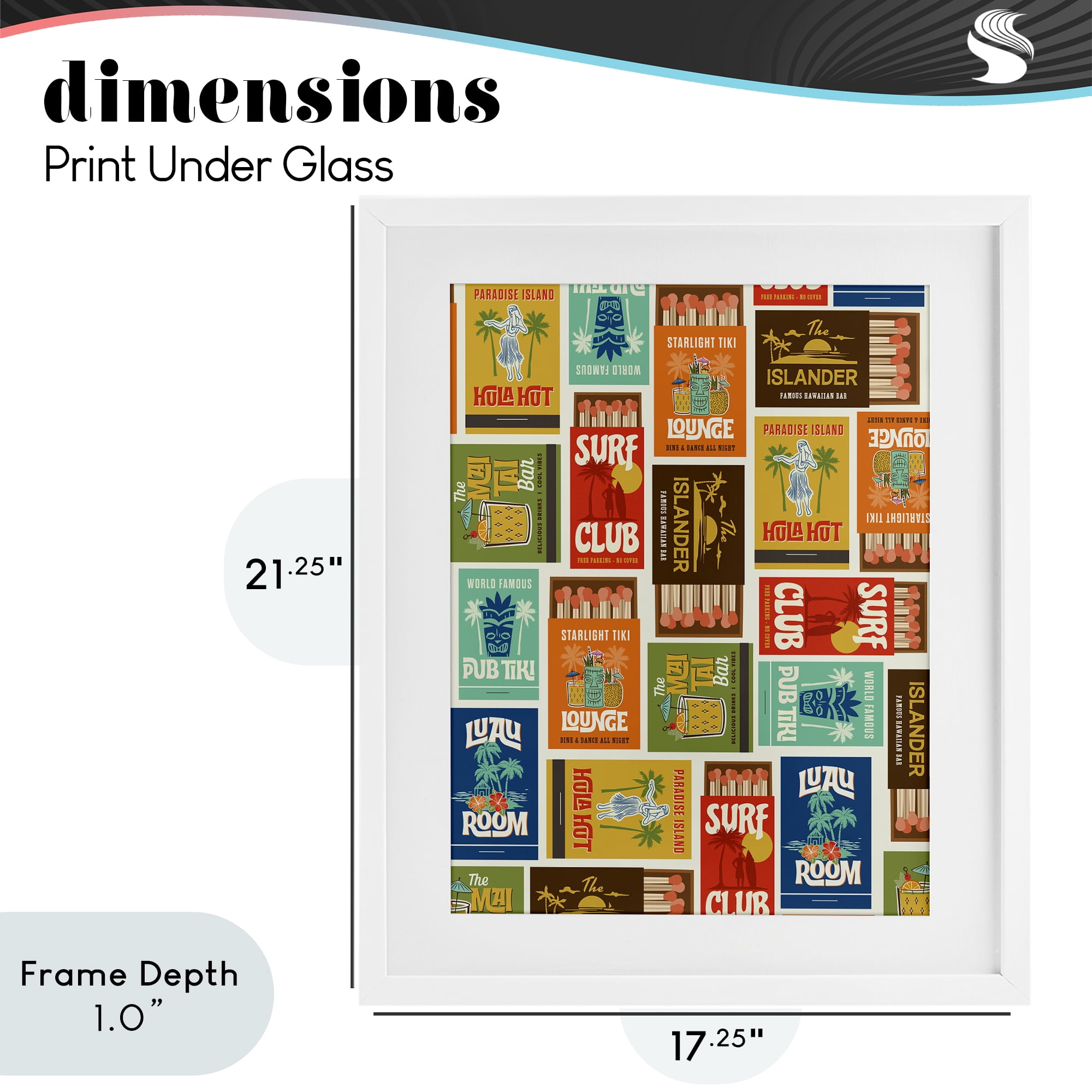Stupell Industries Vintage Tropical Match Boxes White Framed Print Under Glass, design by Emily Dumas