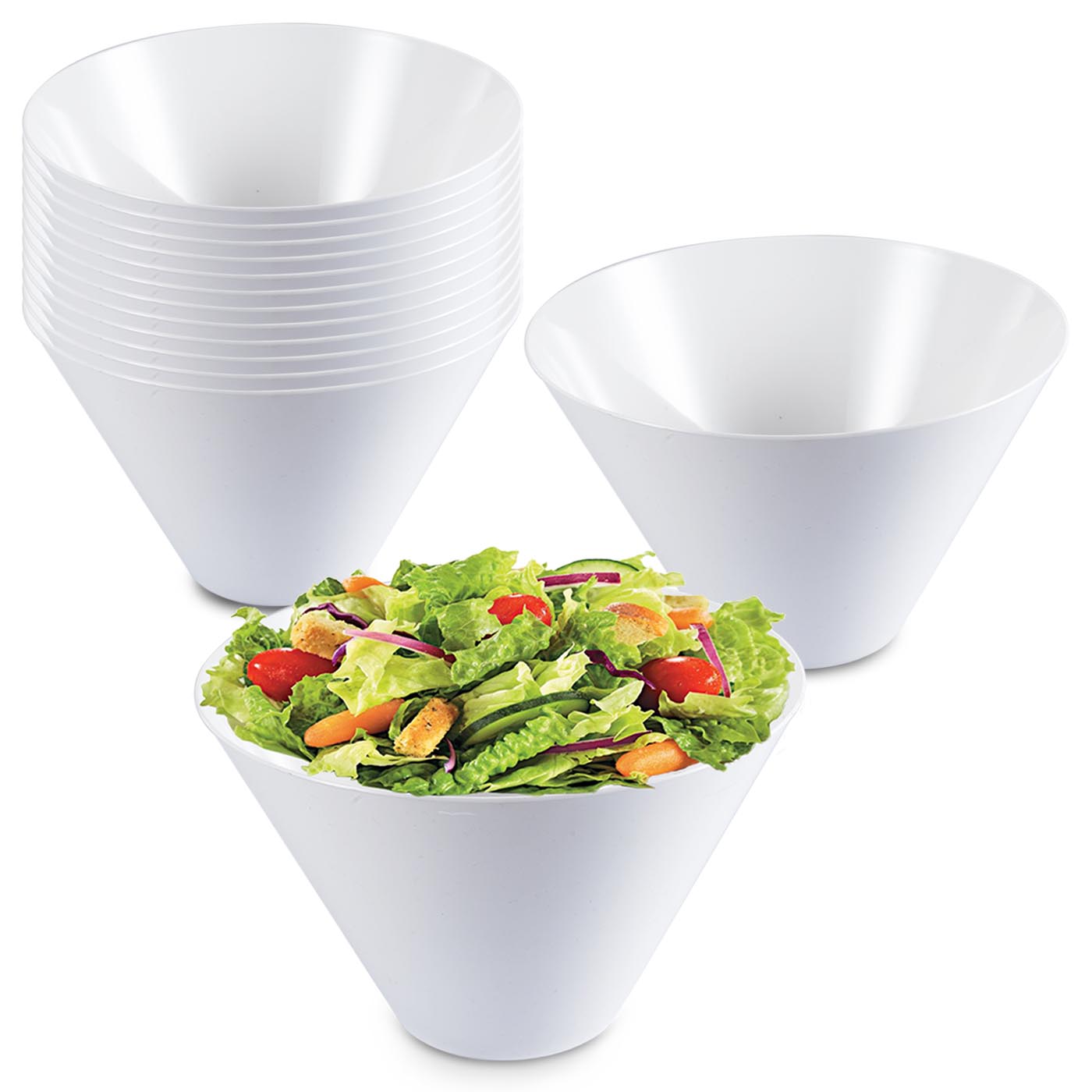 Smarty 3 qt. White Round Deep Large Disposable Serving Bowls 24ct