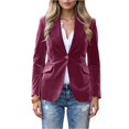 thumbnail image 5 of Velvet Blazers for Women Casual Oversized Open Front Long Sleeve Jackets Work Office Business Suit Blazer 2026 Deep Red XL, 5 of 5
