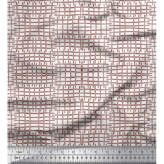 Soimoi Poly Georgette Fabric Check & Geometric Printed Fabric 1 Yard 42 Inch Wide